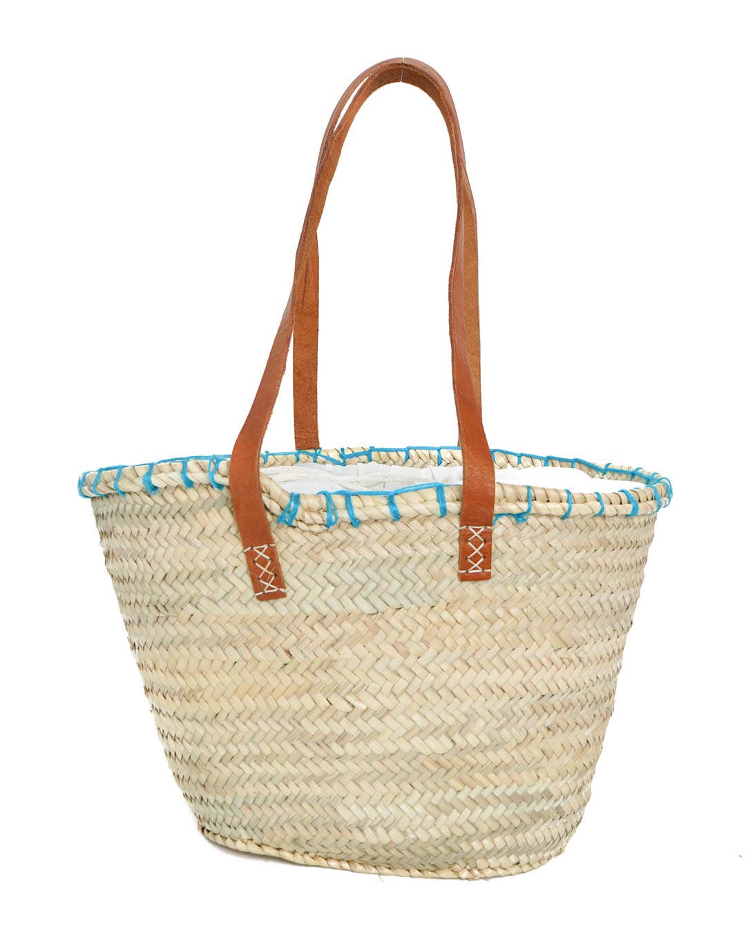 Logionline SLU – wholesale Strandväska – Naturlig palmblomma och ullväska - läderhandtag4