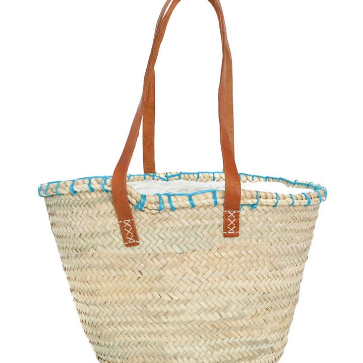 Logionline SLU – wholesale Strandväska – Naturlig palmblomma och ullväska - läderhandtag4