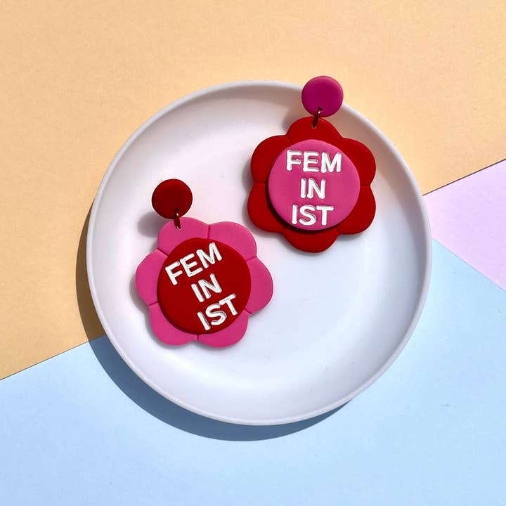 Katrilee – wholesale Hängande örhängen – Feministiska blommor Polymer Clay Dangle Örhängen