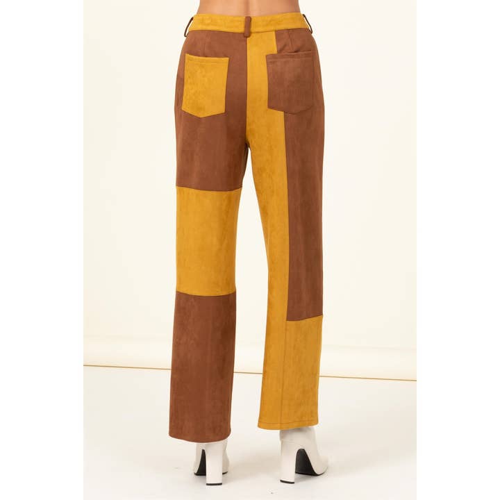 HYFVE - Wholesale Pants - Women's - Faux Suede Color Block Pants3