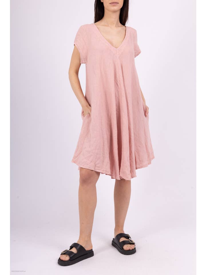 Shyloh – Engroshandel Kjole - Dame – Flydende linned kjole med lommer 1495210