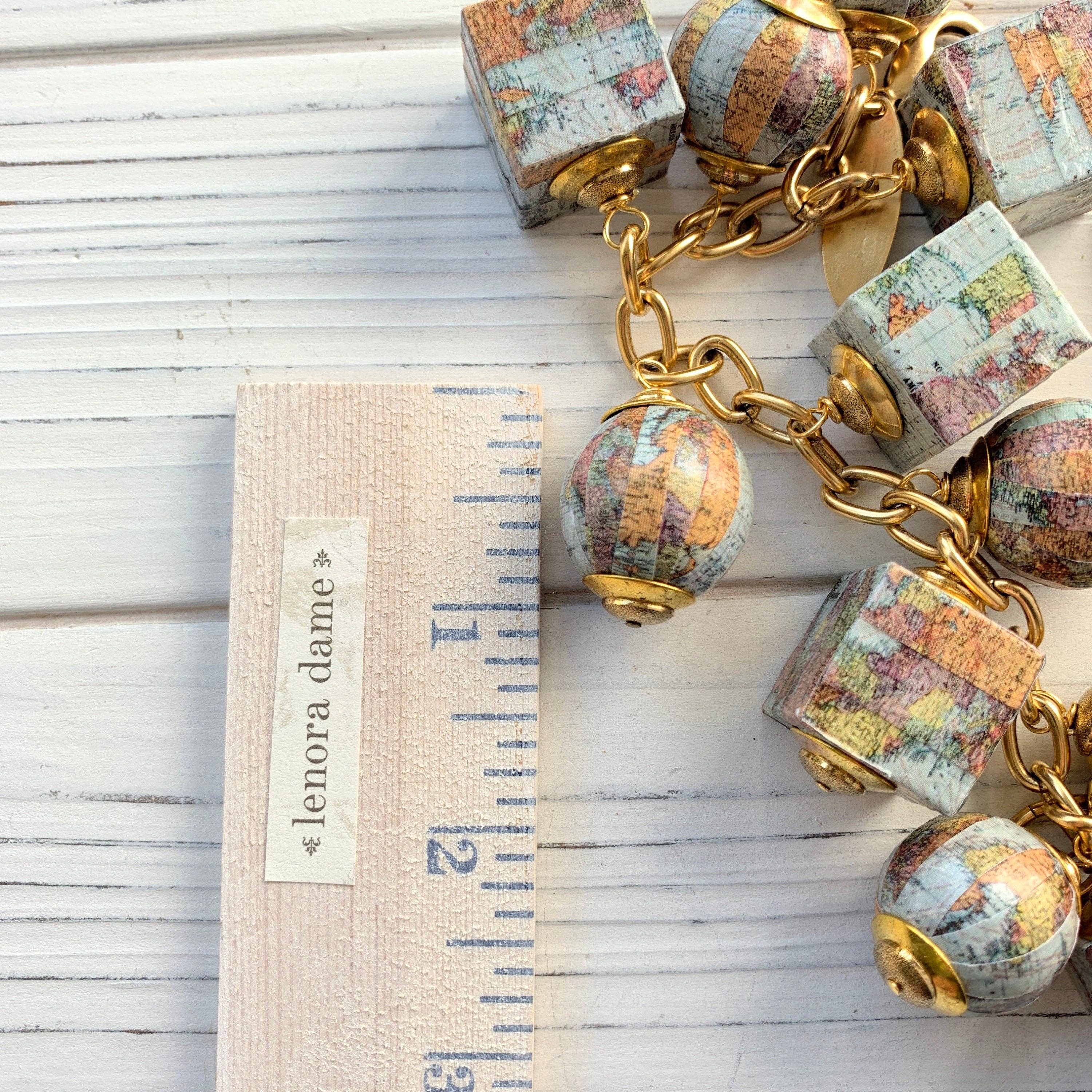 Lenora Dame - Wholesale Charm/Dangle Bracelet - Wanderlust Vintage Map Charm Bracelet4