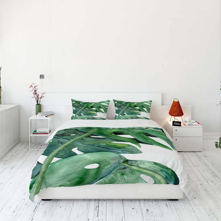 Dekbedovertrek of dekbed Monstera Deliciosa voor wholesale door Brazen Design Studio
