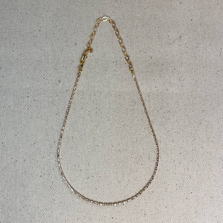 18k Gold Filled 1.5mm Baguette CZ Tennis Necklace for wholesale by GoldFi