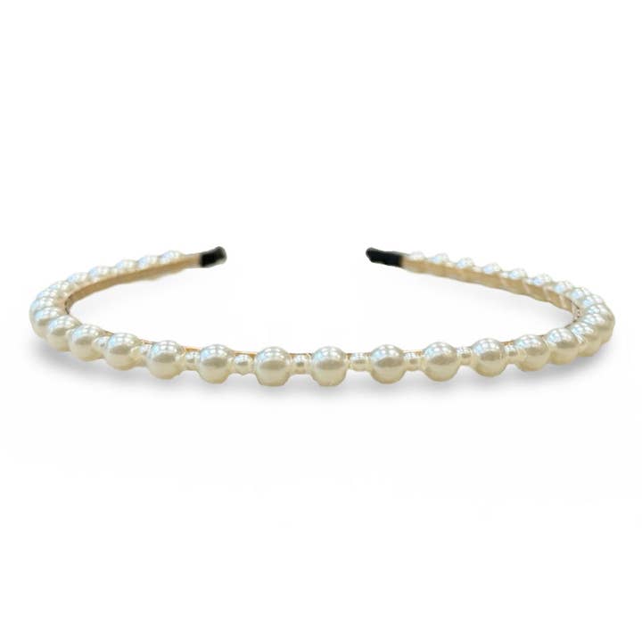 Headbands of Hope | One Purchased One Donated – Großhandel Fashion-Stirnband – Damen – Dünnes, verziertes Stirnband - Weiße Perle | Geschenk für sie