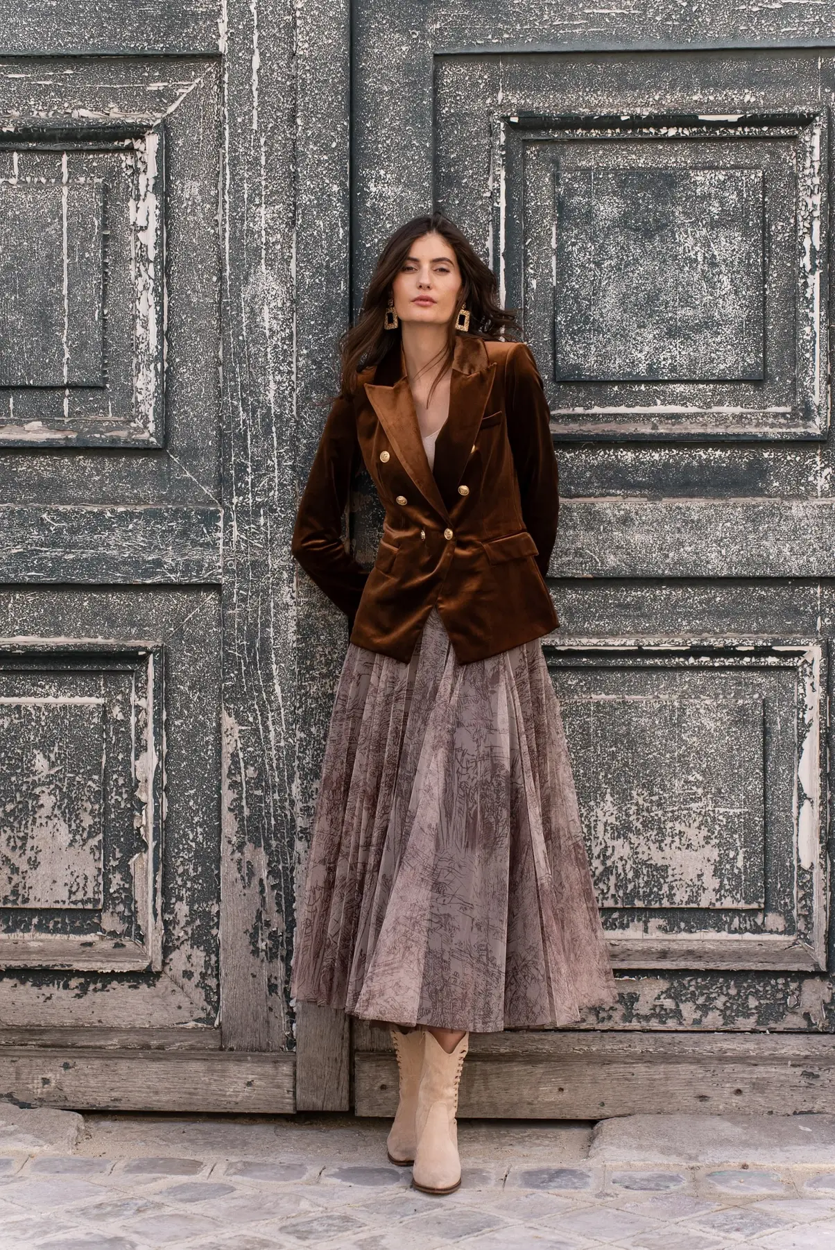 Attentif Paris - Venta al por mayor Chaqueta - Mujer - Chaqueta de terciopelo entallada con botones dorados dobles71