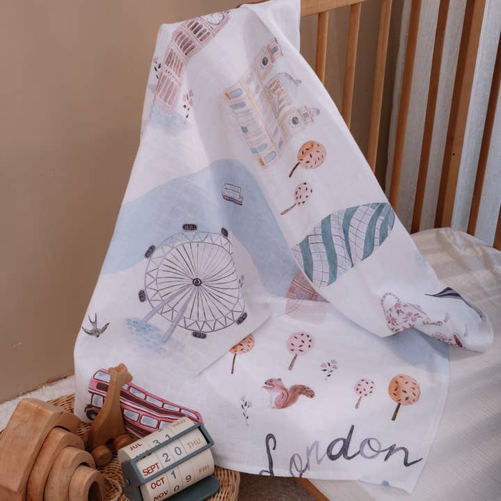 Baby Muslin Swaddle Blanket X-Large - London for wholesale by GEOPLE HOME & BABY
