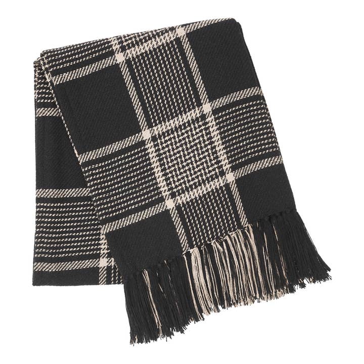 VHC Brands - Wholesale Throw Blanket - Eston Black Tan Plaid Throw 50x60
