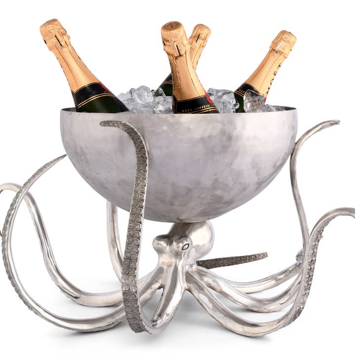 Vagabond House – wholesale Ice bucket – Octopus Pewter Steel Ice Tub Punchbowl