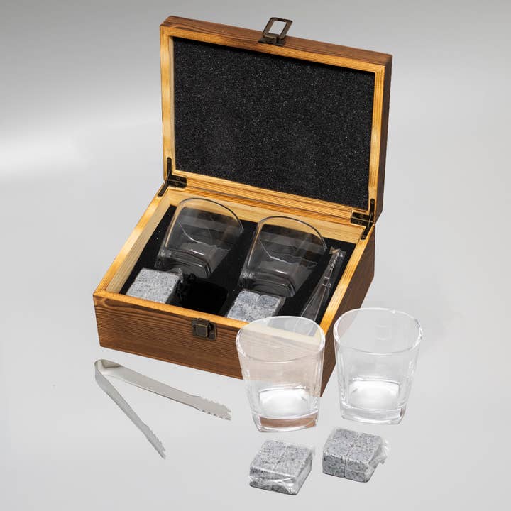 Famgraving - Wholesale Cocktail/Liquor Glass - Custom Whiskey Glasses Set with Wooden Box & Chilling Stones7