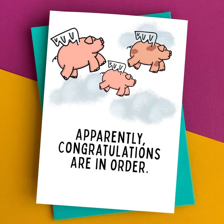 Cartão de Parabéns Pigs Fly da Stone Donut Design por atacado de Stone Donut Design, LLC