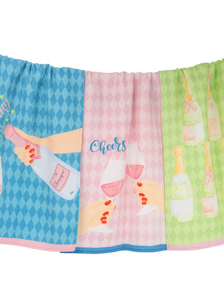 Cheers & Champagne Towel Set for wholesale by Tiramisu