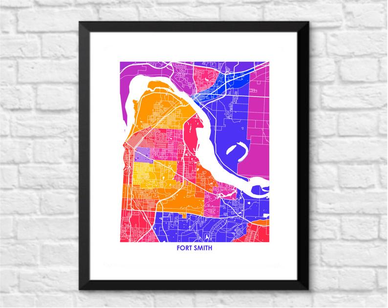 Juanita's Adventures - Wholesale Art Print - Fort Smith Arkansas Map Print2