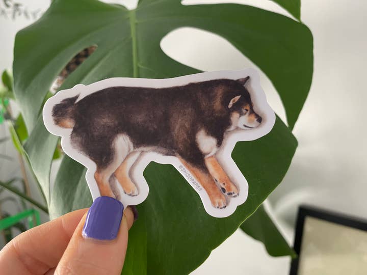 Shiso Paper - Wholesale Sticker - Sleeping Black Shiba Inu Vinyl Sticker0