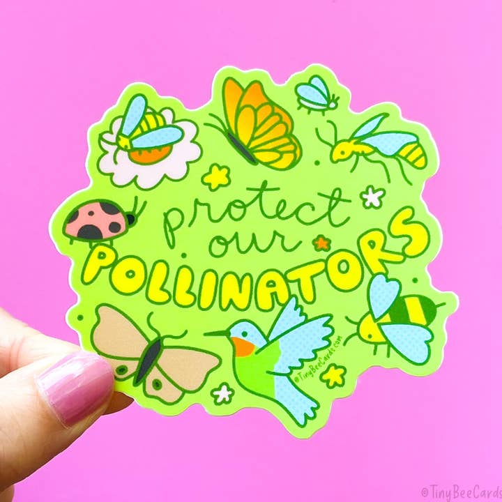 Protect our Pollinators Bugs & Birds Vinyl Sticker for wholesale by Tiny Bee Cards