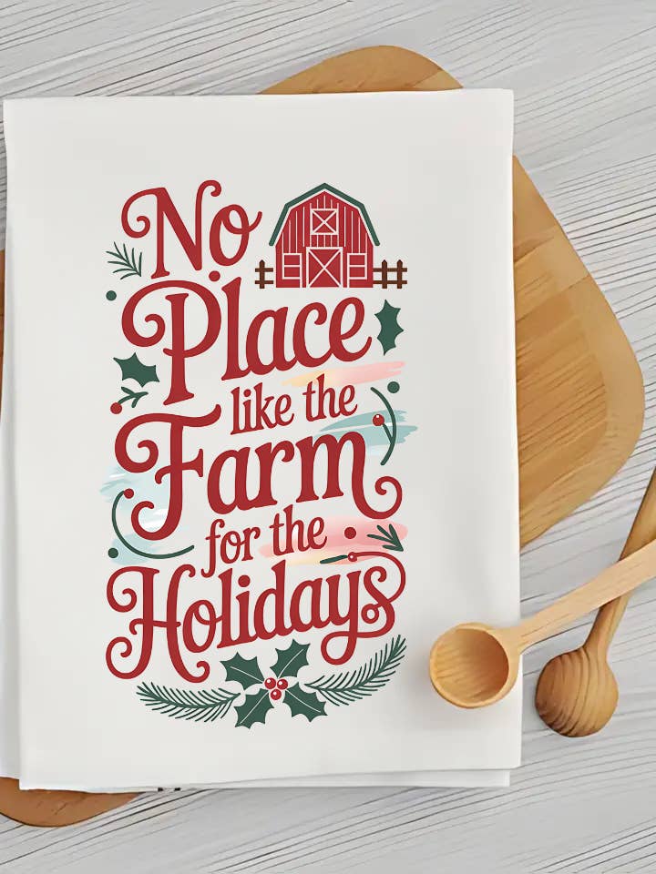 Farmhouse - Holiday Kitchen Towel for wholesale by Inklusive Printing, Designs & More