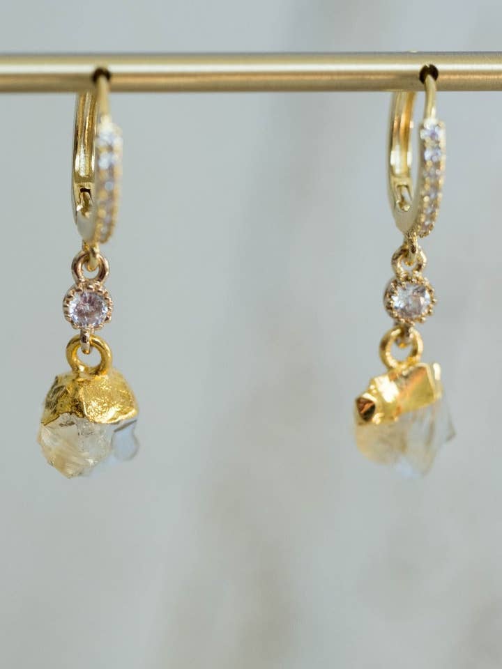 Raw Citrine Huggies for wholesale by Rox & Lily