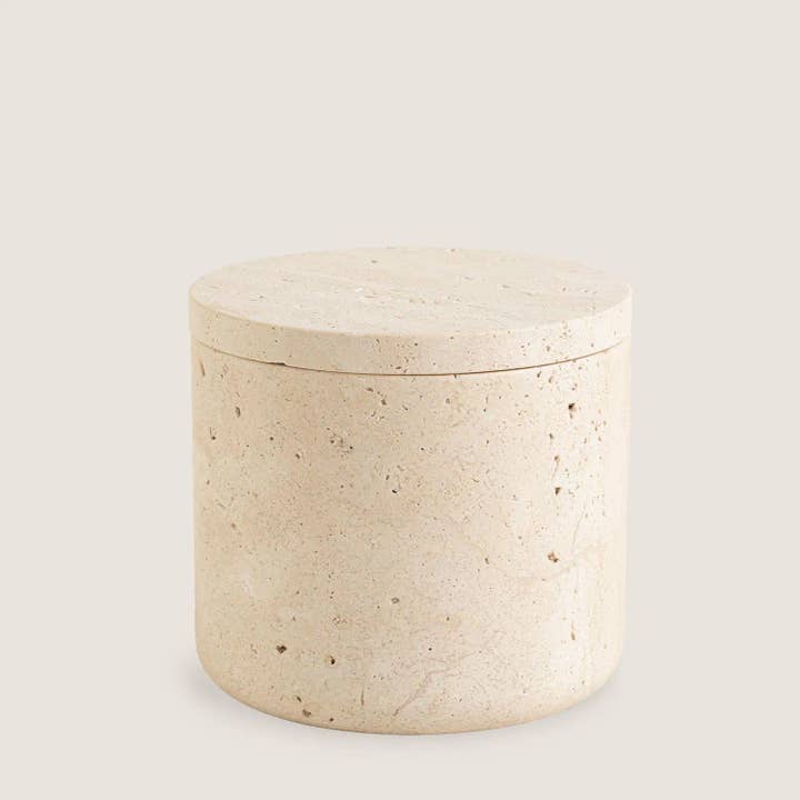 HAAND Craft - Vendita all'ingrosso Barattoli - Barattolo con Coperchio - Pietra di Travertino, Elegante e Pratico