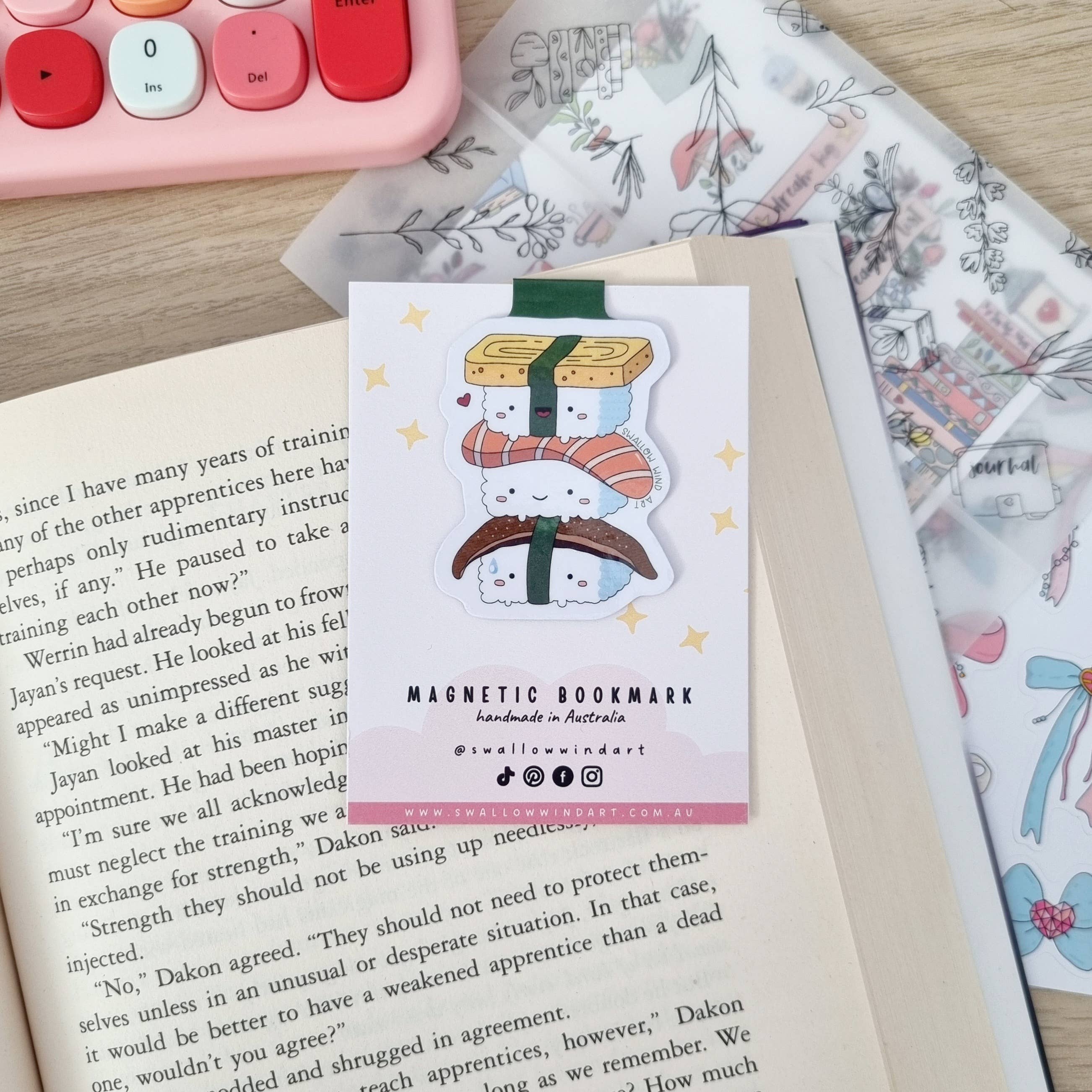 Swallow Wind Art - Wholesale Bookmark - Magnetic Bookmark - Happy Sushi Stack3