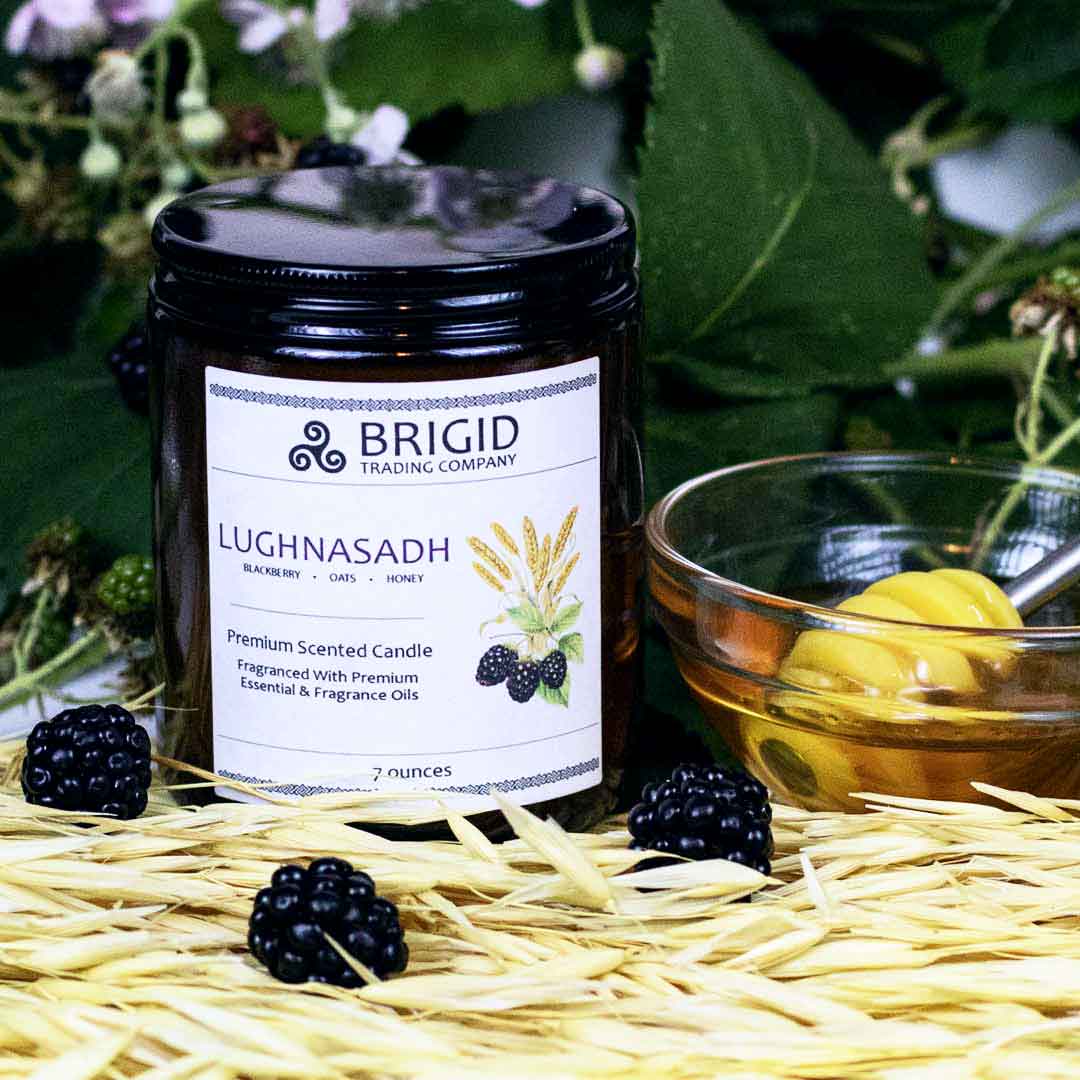 Brigid Trading Company - Wholesale Jar/Filled Candle - Lughnasadh Soy Wax Candle - Blackberries, Oats, and Honey0