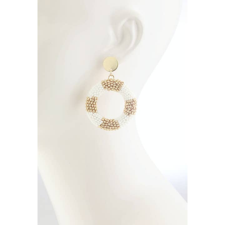 Urbanista Outlet - Wholesale Dangle Earrings - Color Blocked Beaded Ring Drop Earring