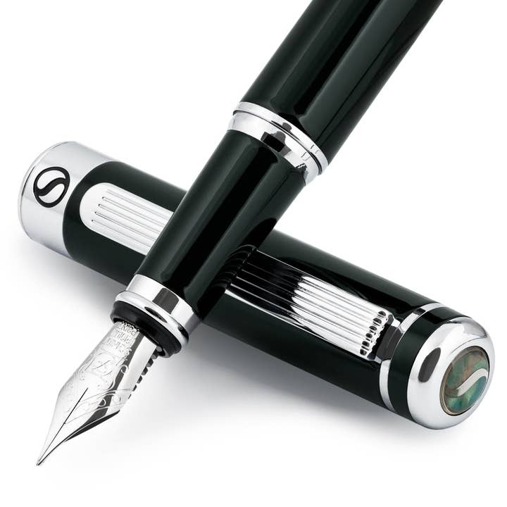 Scriveiner - Wholesale Pen - Classic Black Green Fountain Pen - Fine Nib - Custom