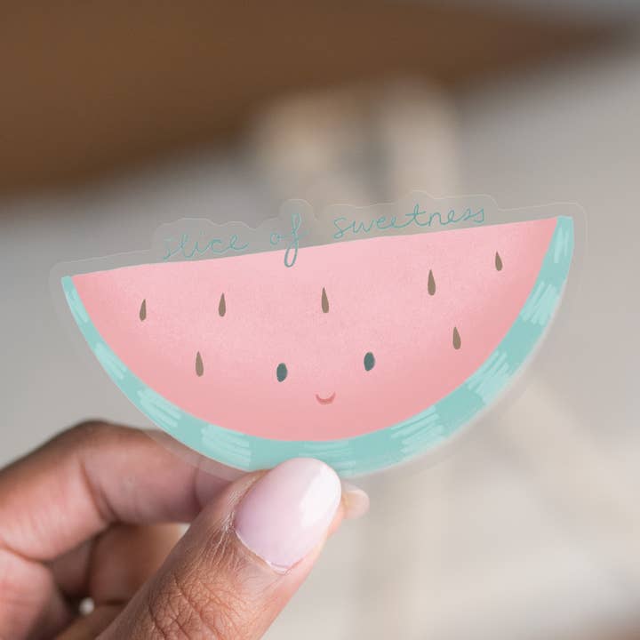 CLEAR Watermelon Sticker | Laptop Sticker | 3x1.6 in for wholesale by Ivory Paper Co