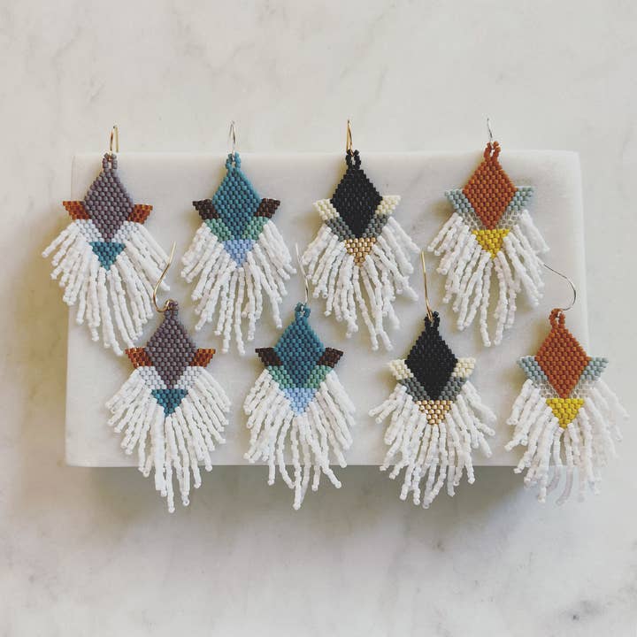 Desert Flower Handwoven Beaded Earrings for wholesale by Blue Raven Handcrafted