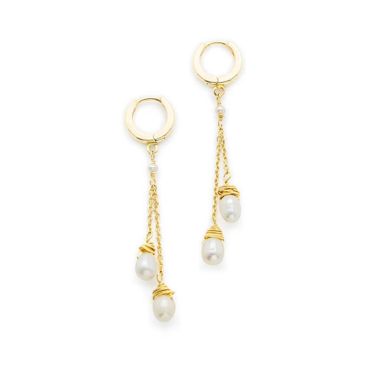 Dangling Earrings with Freshwater Pearls for wholesale by ISHWARA JEWELS