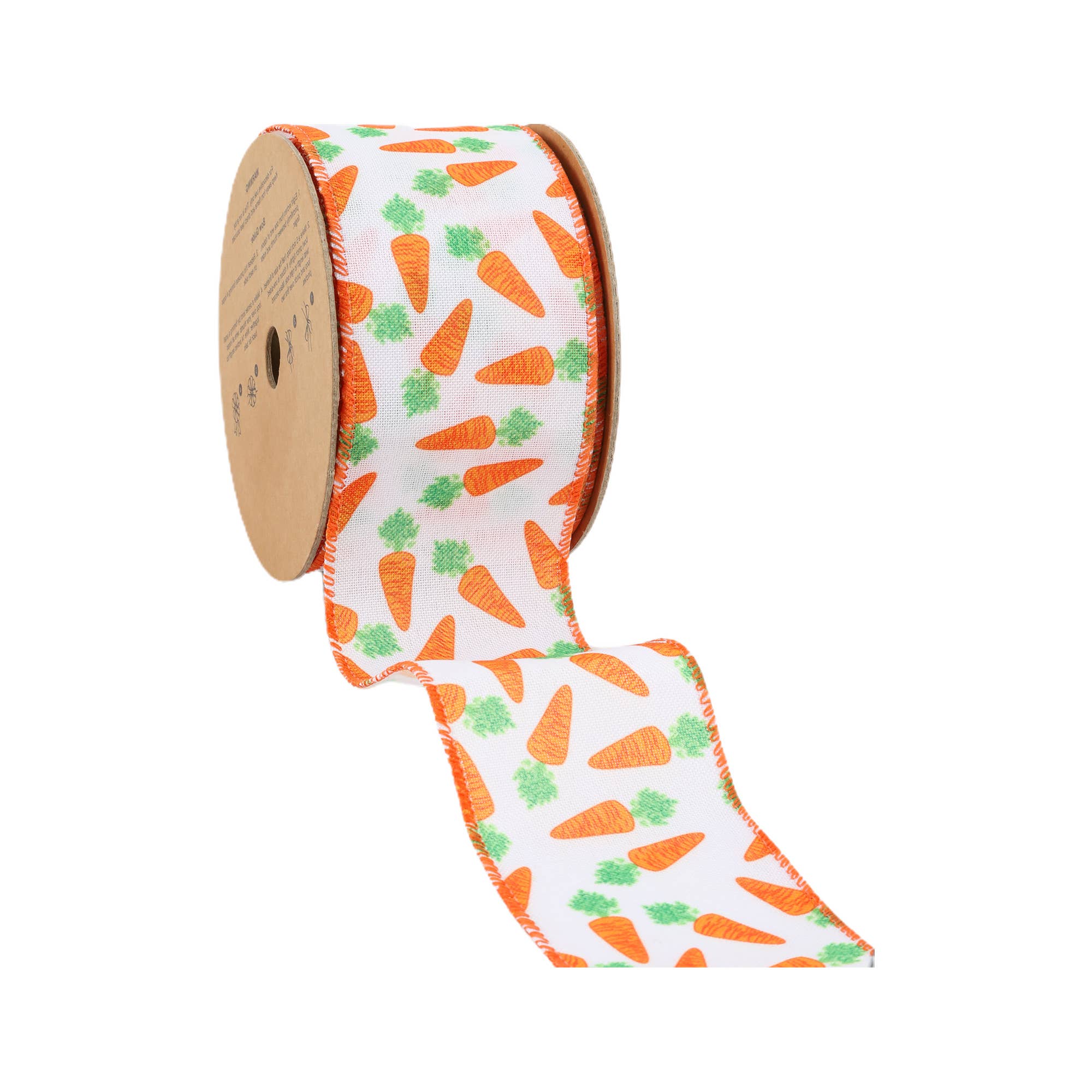 LA Ribbons Wholesale – wholesale Ribbon – Gift wrapping – 2 1/2" Wired Ribbon | White w/ Orange Carrots | 10 Yard Roll2