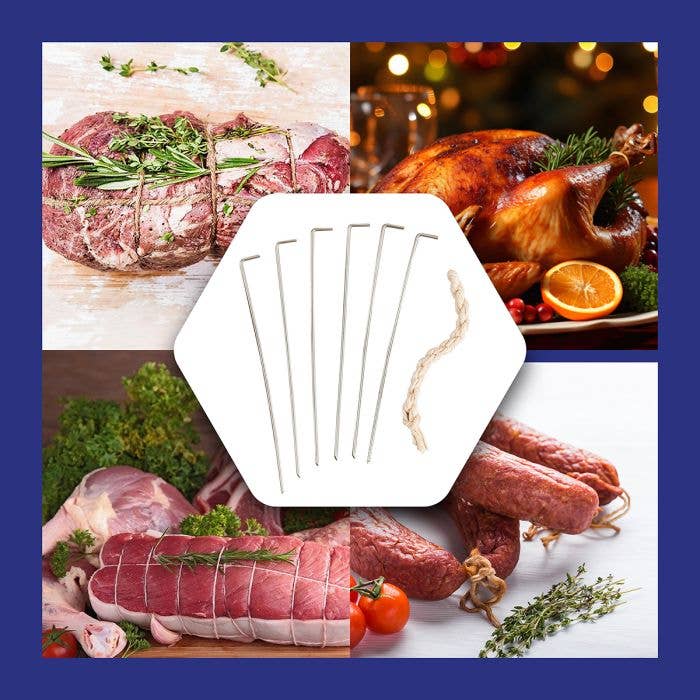 HIC - Harold Import Co. - Wholesale Kitchen Tool/Gadget - Turkey Lacer Kit – Stainless Steel Pins & Butcher’s Twine4