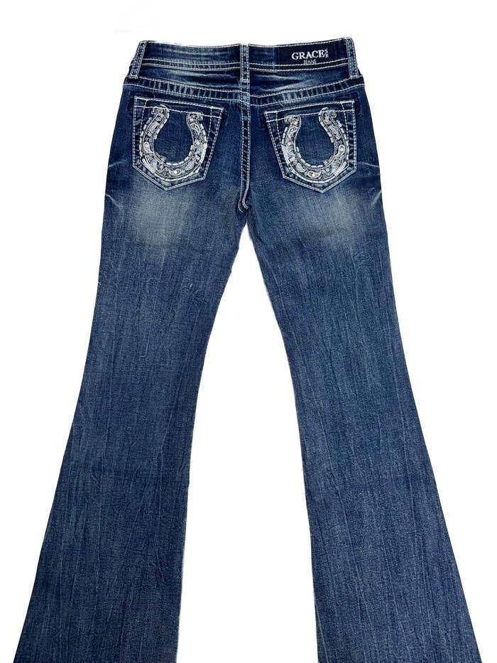 Horse Shoe Modify Girl Boot Cut | GB-51908SL for wholesale by Grace in LA