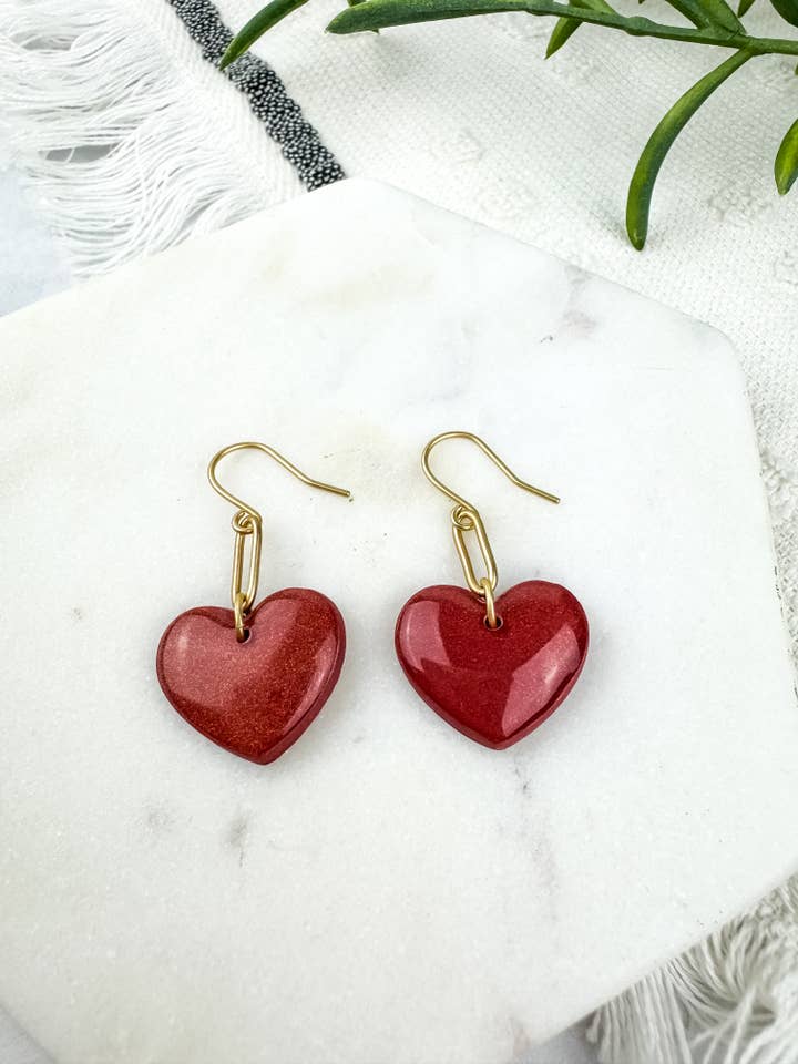 Pendiente colgante de arcilla roja con forma de corazón para San Valentín | Resina ligera para venta al por mayor de Light Shine
