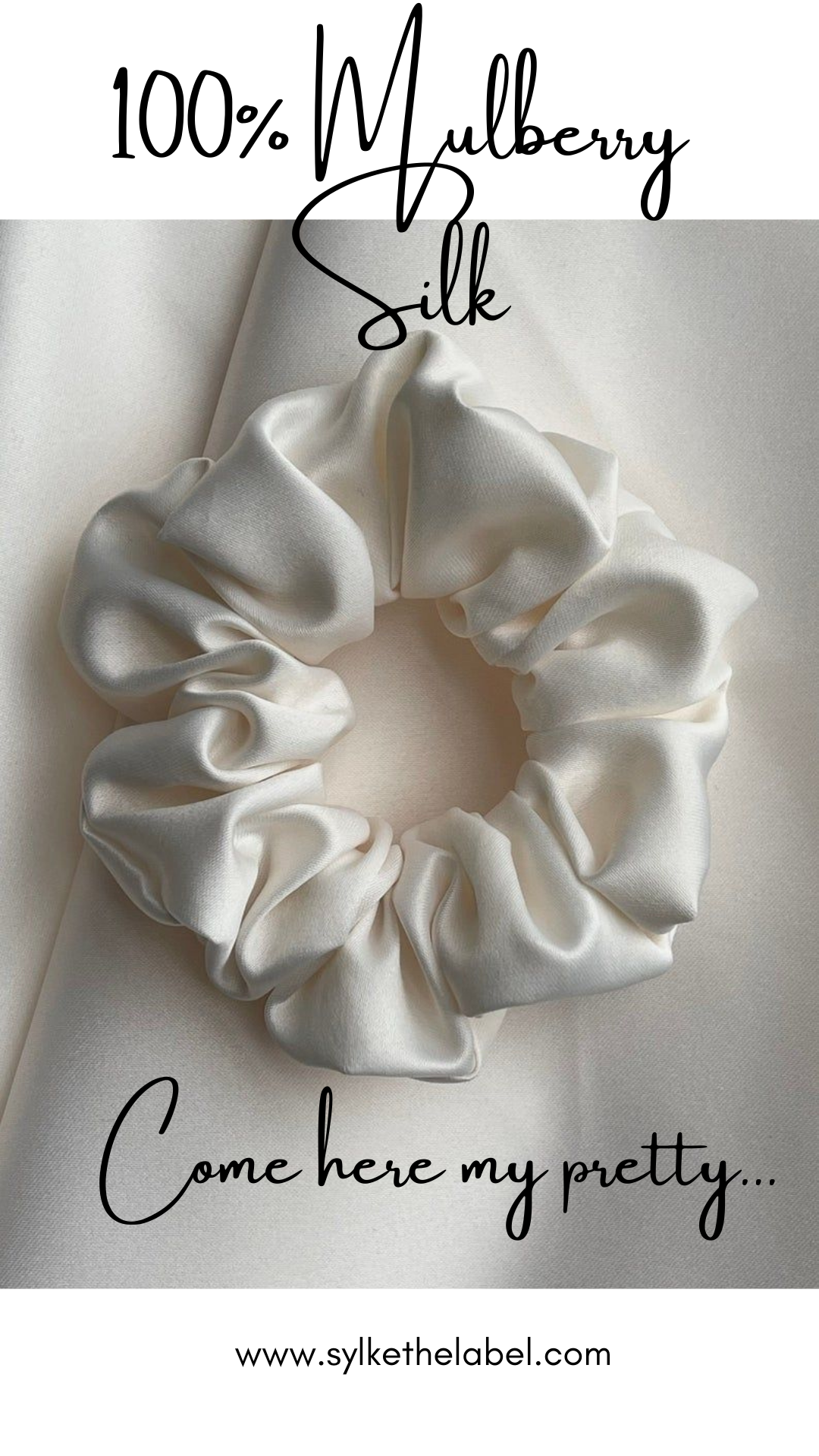 SYLKE THE LABEL - Vente Chouchou – femme - Chouchou mi-long en soie de mûrier blanc perle2