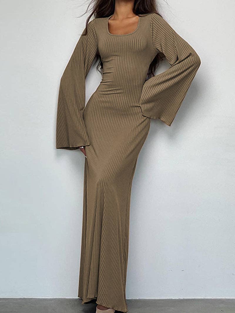 safistyle - Wholesale Dress - Women's - Flare Sleeves Square Neck Maxi Dress10