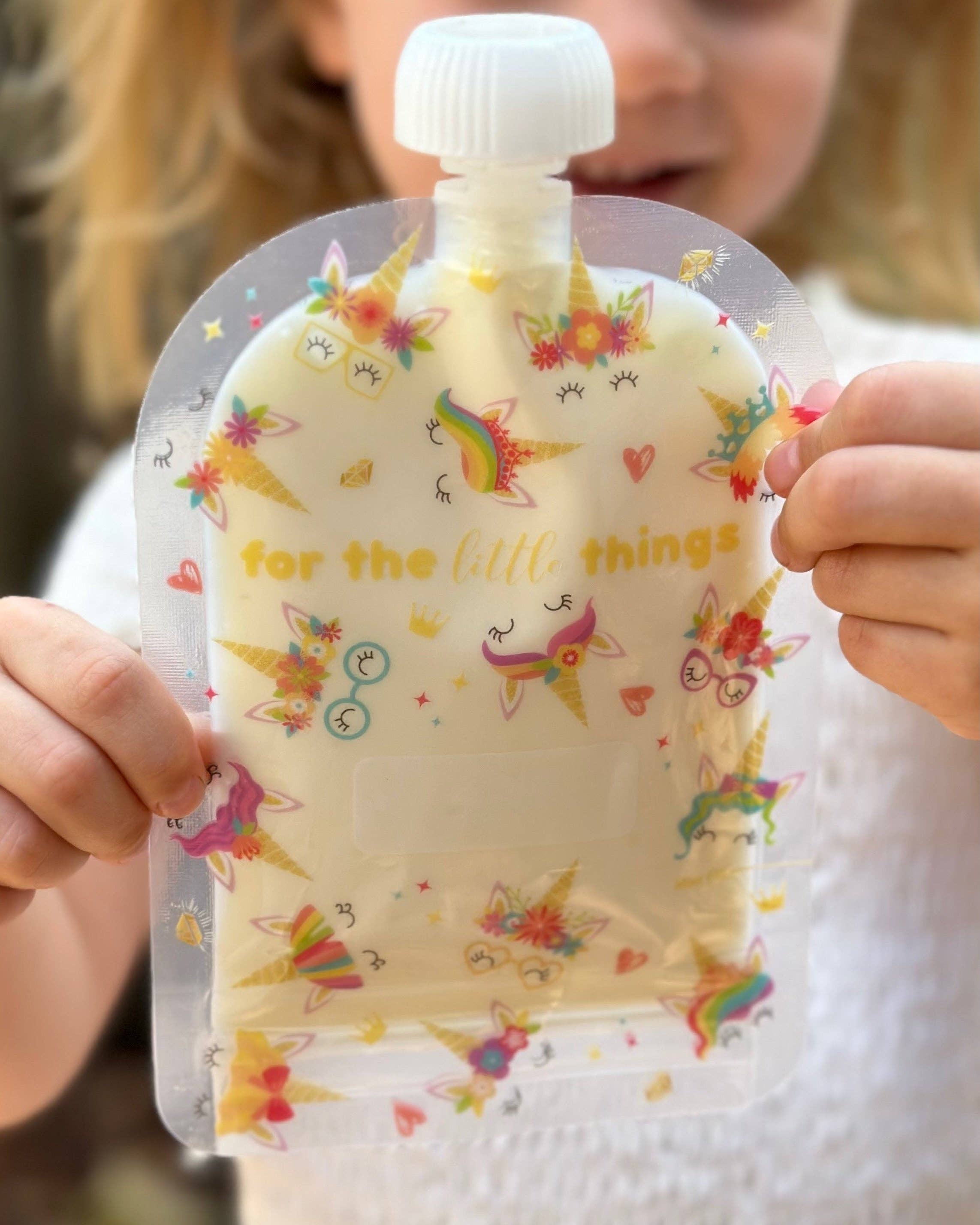 Sinchies – Engroshandel Indpakning/pose til opbevaring af mad – Sinchies 150 ml genanvendelige madposer - Rainbow Bright1