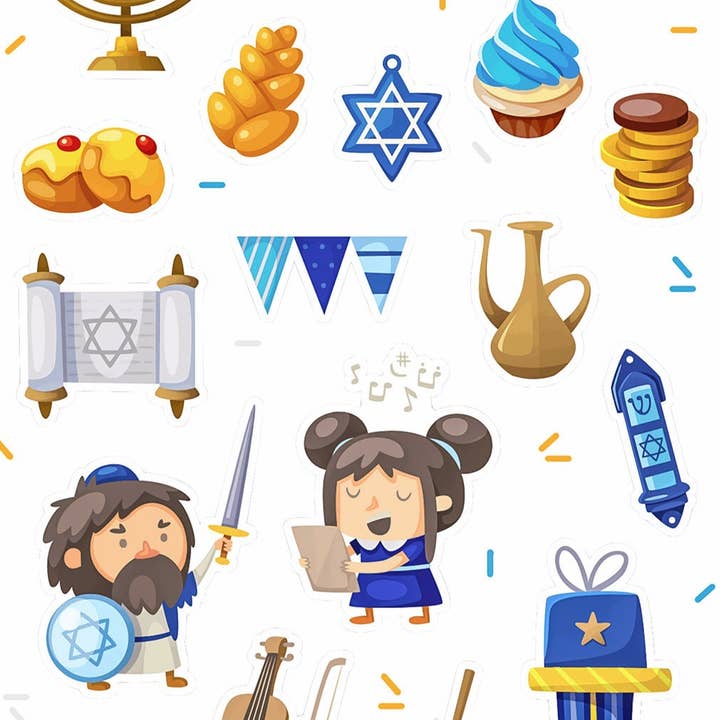 Art Tales Studio - Wholesale Sticker - Hanukkah Stickers, Sticker Sheet, Happy Hanukkah, Chanukkah Stickers, Menorah, Jewish Holiday, Planner Stickers,Bullet Journal Stickers,Food1