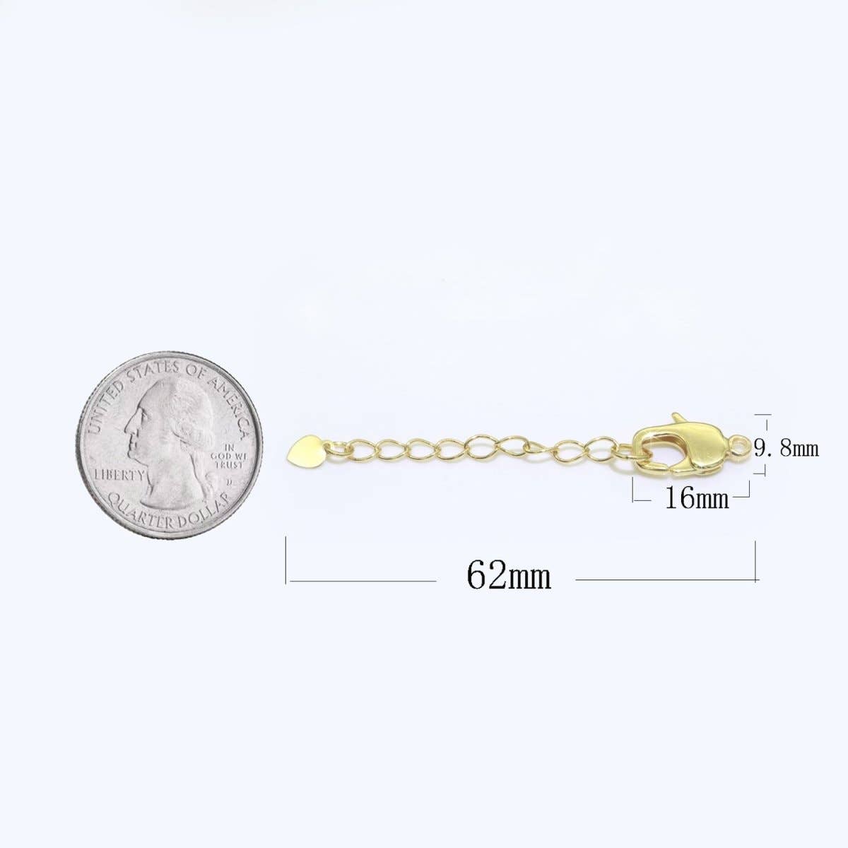 Aim Eternal - Vente Collier maille et chaîne - Rallonge de chaîne plaquée or de 2,5 pouces pour collier, bracelet, composant de fourniture, accessoires, rallonges avec breloque cœur + fermoir mousqueton L-504 L-5052