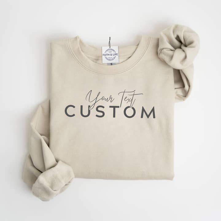 Faith & Life Christian Brands - Wholesale Graphic Sweatshirt - Women's - Custom City State or Text Personalized Crewneck Sweatshirt2