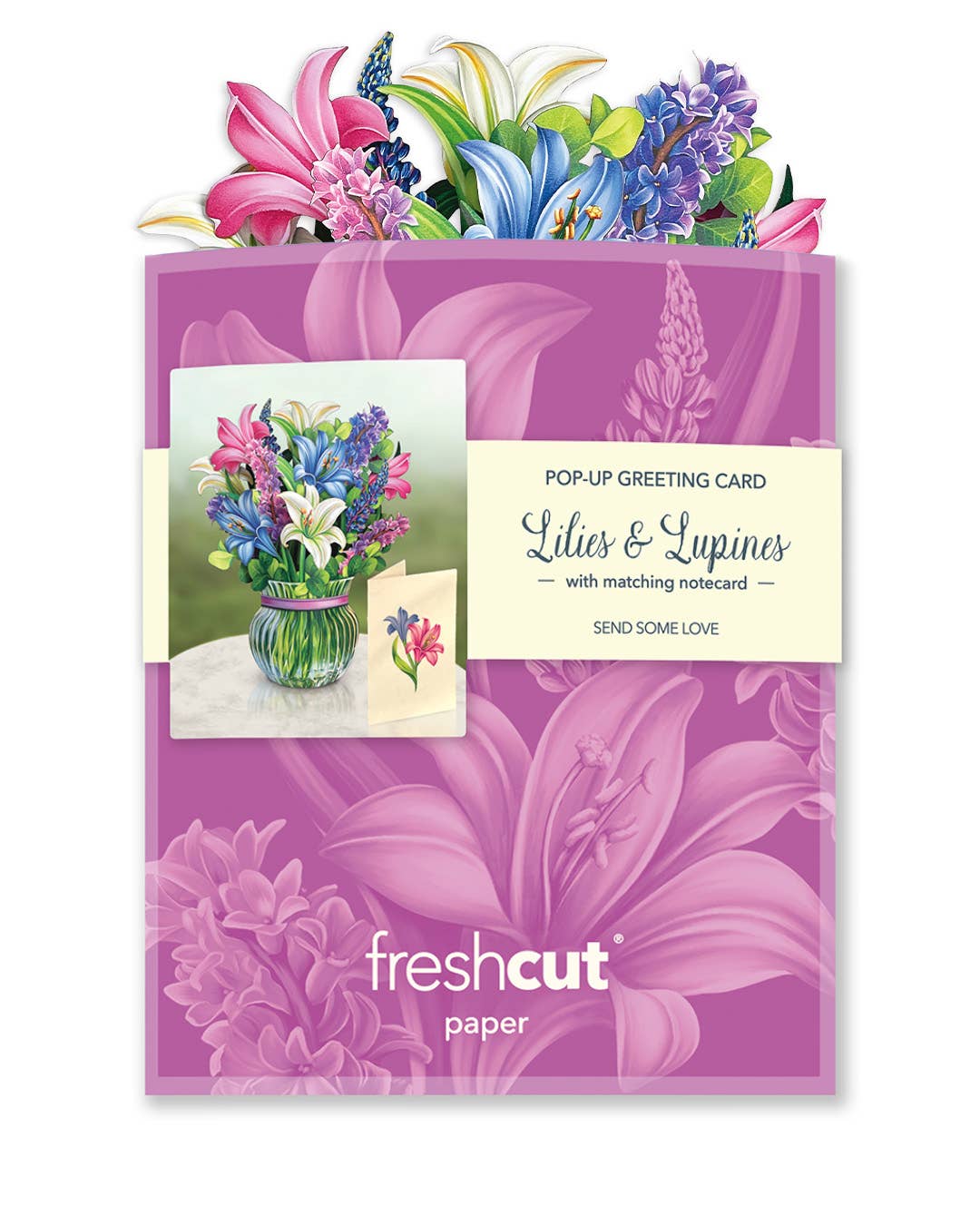 FreshCut Paper LLC - Wholesale Everyday Greeting Card - Mini Lilies & Lupines (10 Pop-up Greeting Cards)7