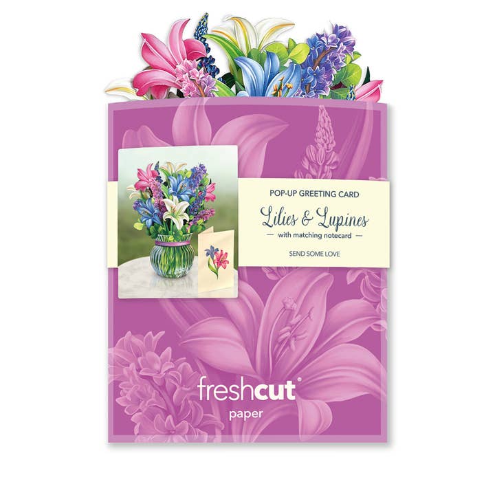 FreshCut Paper LLC - Wholesale Everyday Greeting Card - Mini Lilies & Lupines (10 Pop-up Greeting Cards)7