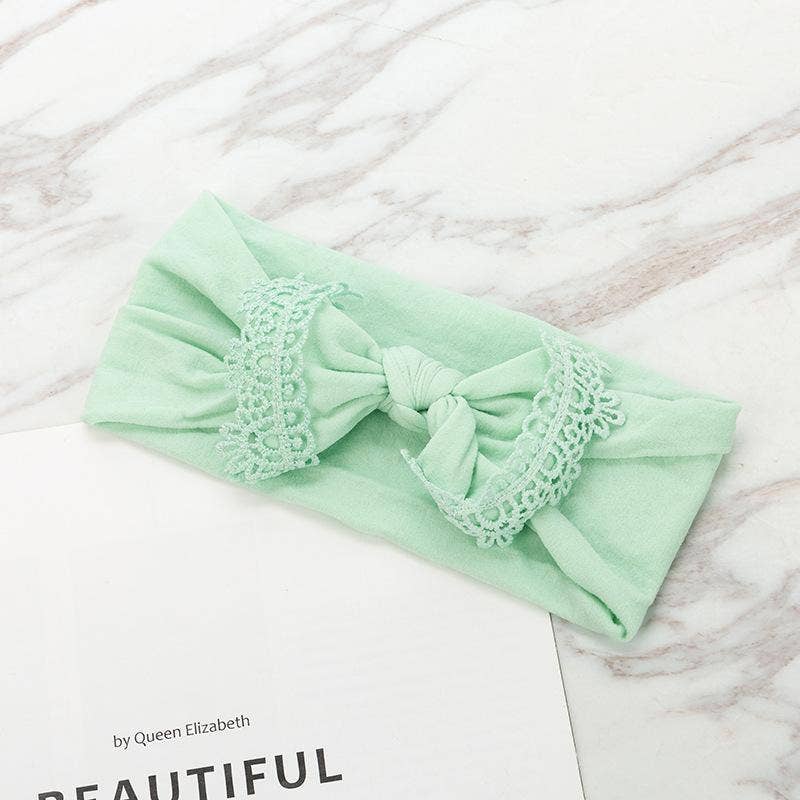 KiddieKickz - Wholesale Fashion Headband - Baby - Nylon Children's Hair Band Soft Silk Stockings Baby Headband Lace Bow Hair Ornament20
