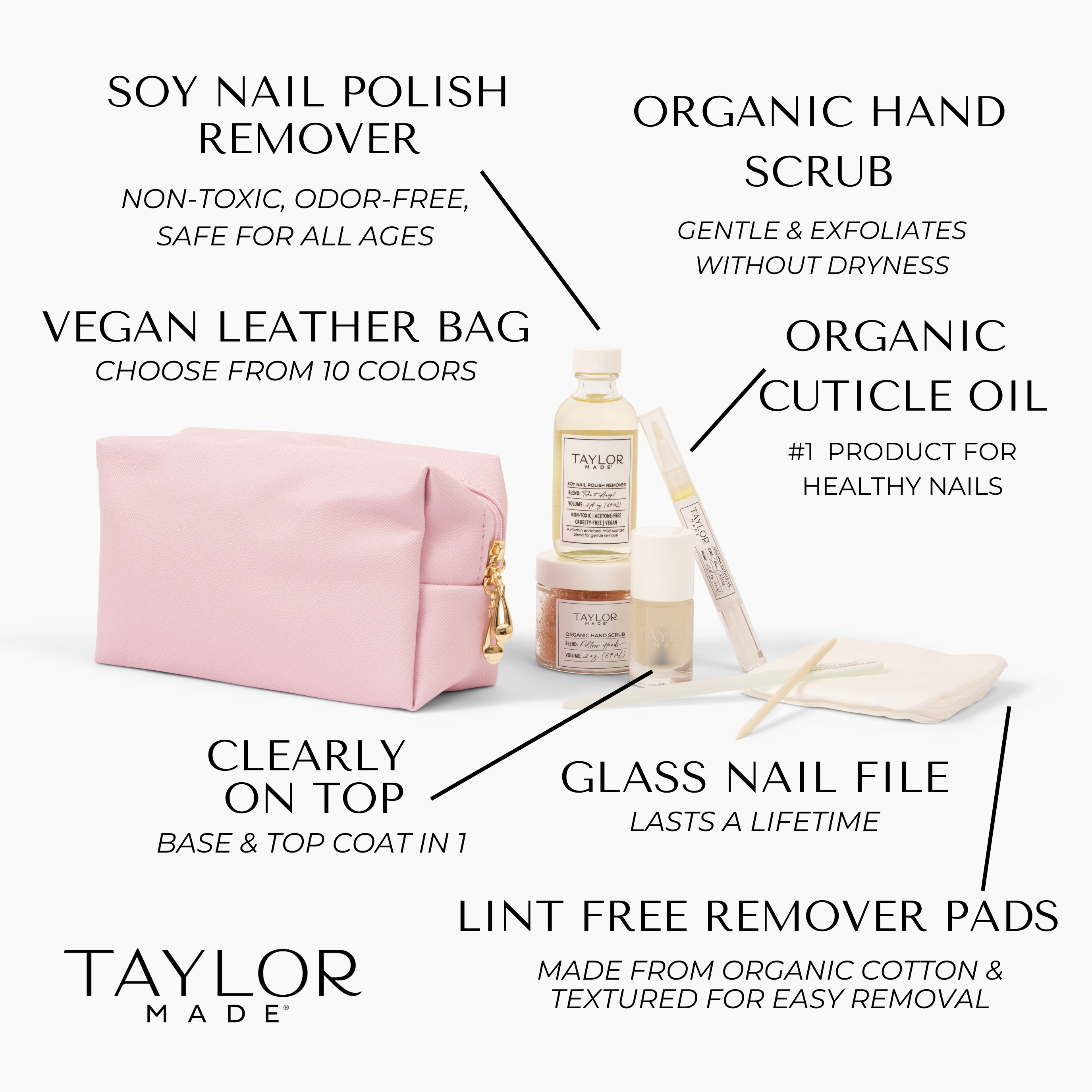 Taylor Made Polish - Venta al por mayor Juegos de cuidado de uñas - Set Manicura Orgánica - Rosa1