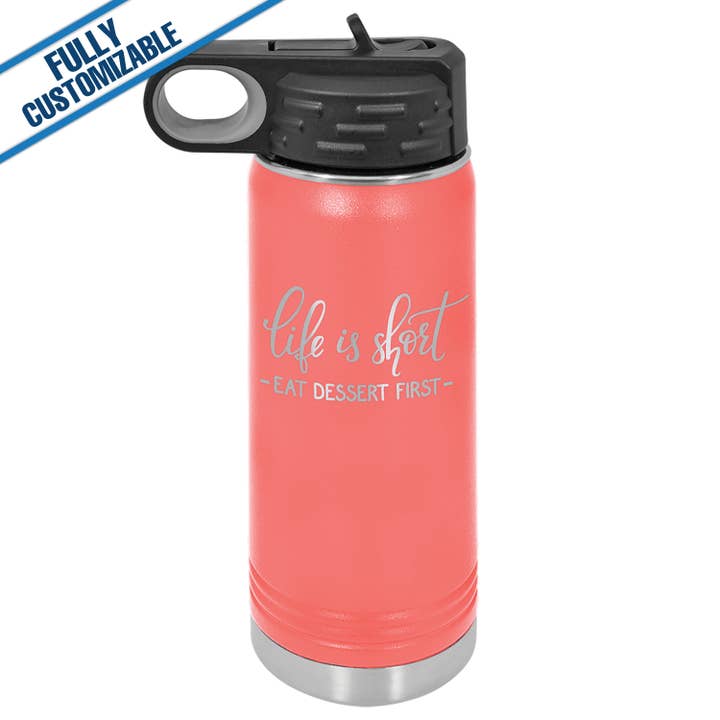 GiftWorksPlus - Wholesale Water Bottle - 20oz. Engraved Water Bottle with Straw - Fully Customizable16