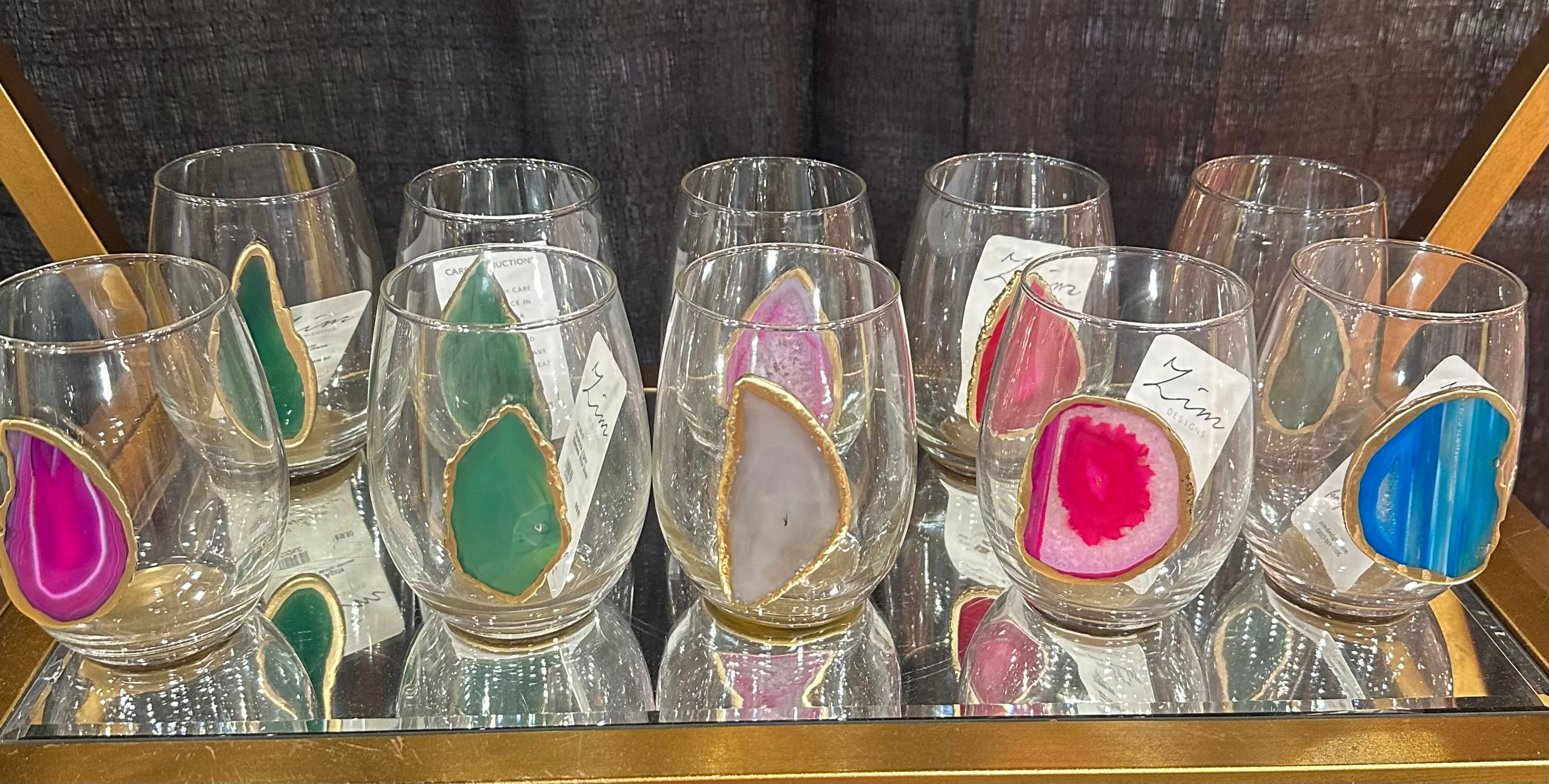 Zim Designs – Großhandel Weingläser – Agate handgefertigtes weinglas ohne stiel1