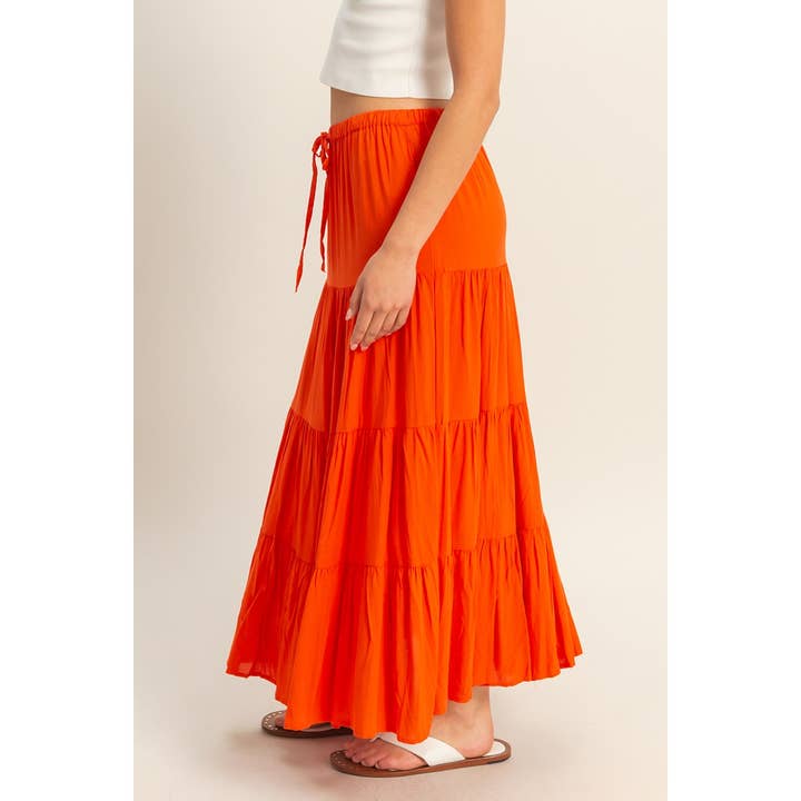 HYFVE - Wholesale Skirt - Women's - DZ25C894-High Waist Tiered Maxi Skirt