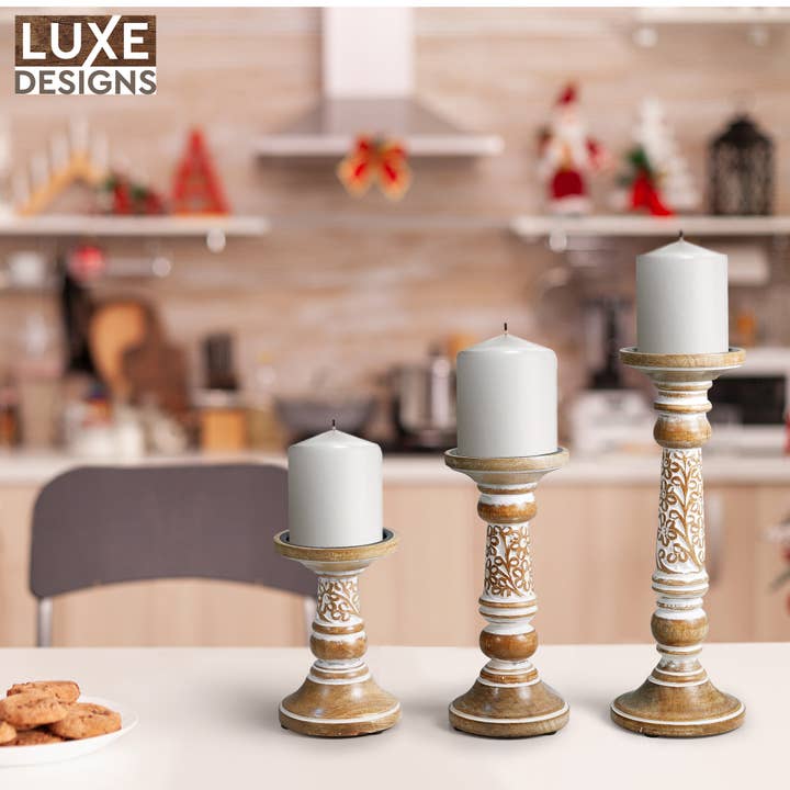 LuxeDesigns Co LLC - Wholesale Candle Holder - Candle Holders Wood - Hand Carved - Artisan Crafted4