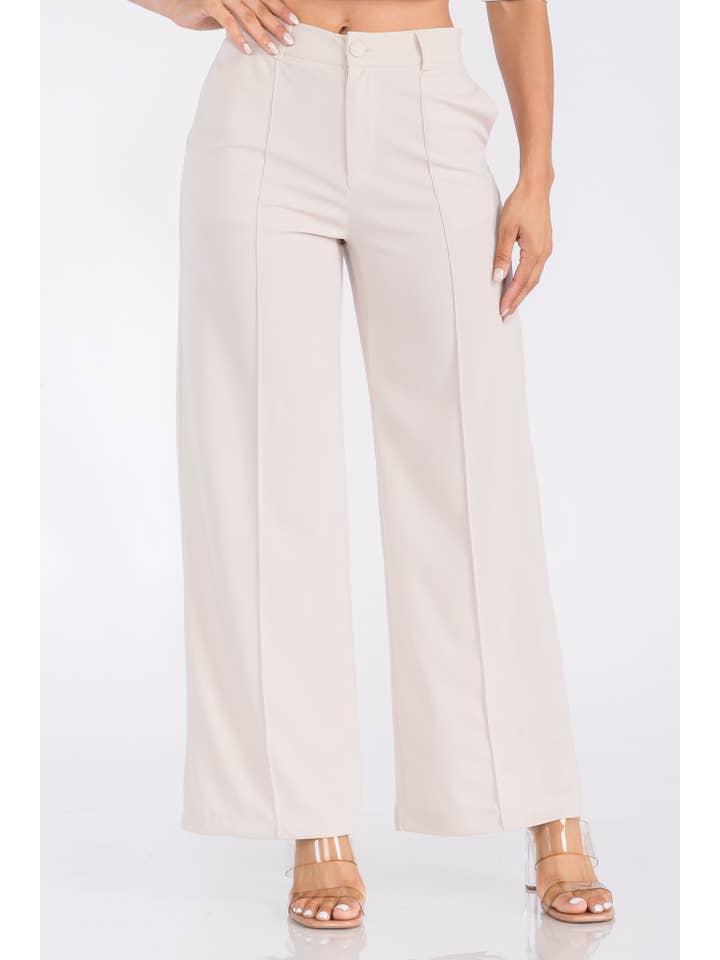 Fashion Space - Wholesale Pants - Women's - Women's Solid High Waist Formal Pants1