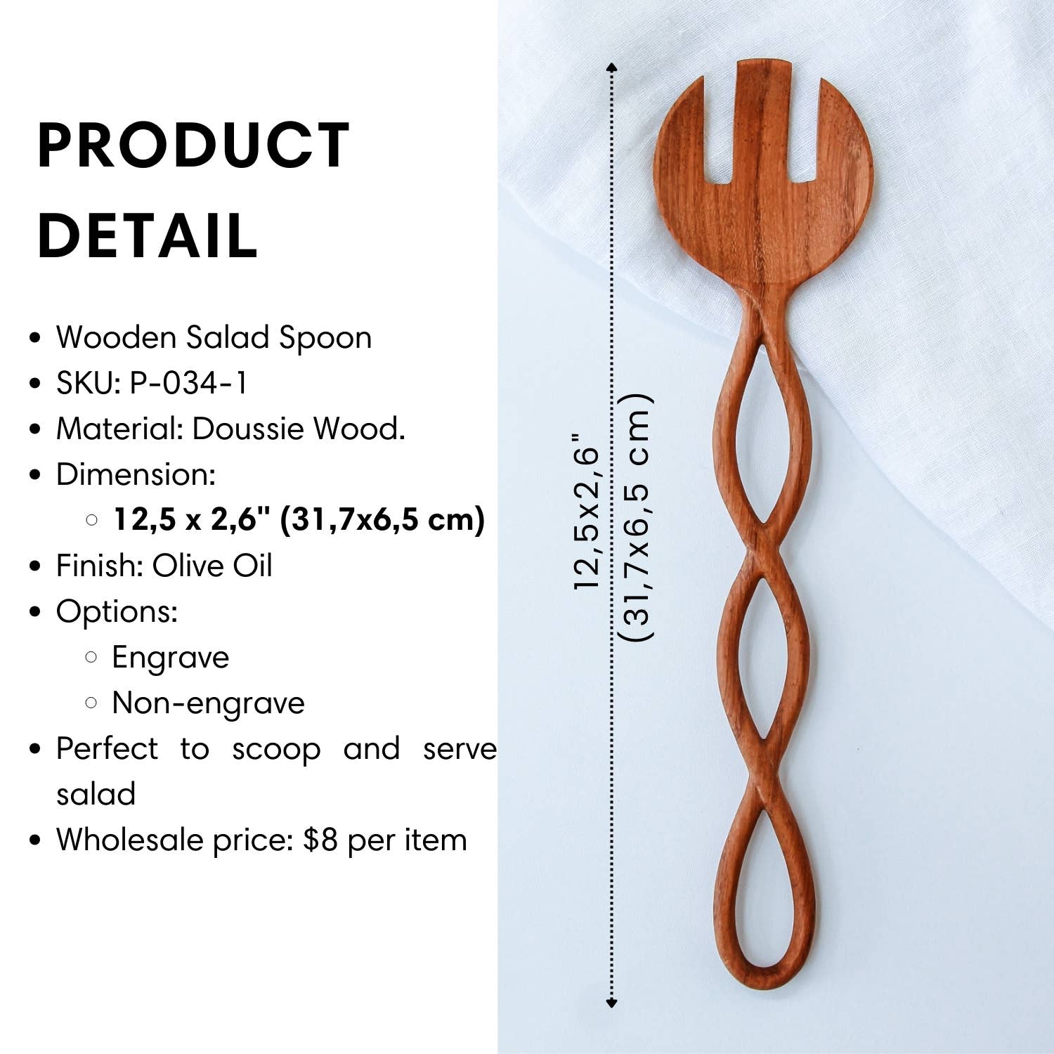 194 Craft House – Großhandel Servierbesteck – Holz-Salatzangen – Küchen-Servierbesteck3