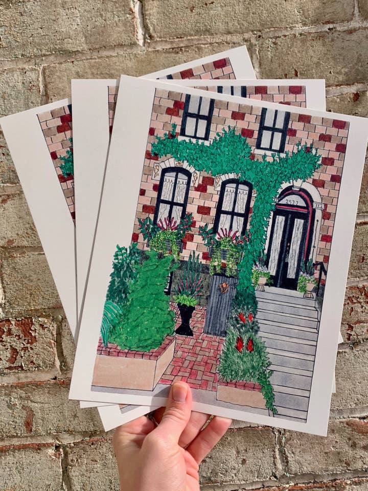 Ivy-Covered Row Home w/ Stoop Garden 8x10 Print for wholesale by ArtByAlicia